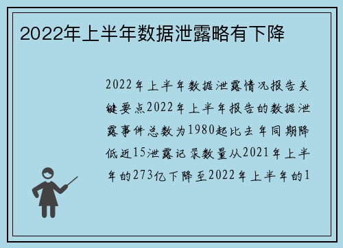 2022年上半年数据泄露略有下降 
